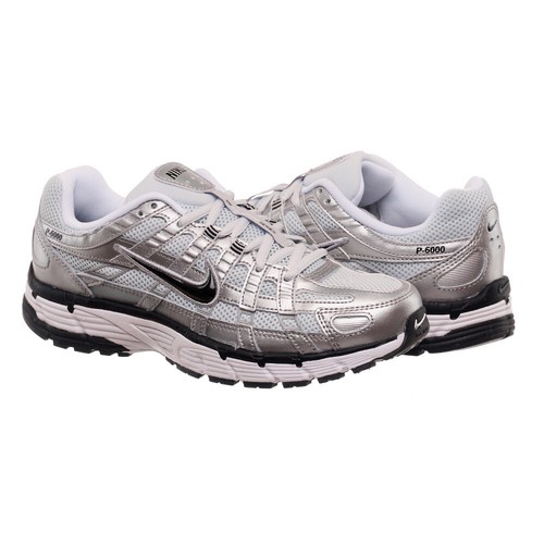 Nike P6000 Silver White Black Swoosh Sneakers Retro Trainers FD9876 Women Size - 第 5/9 張圖片