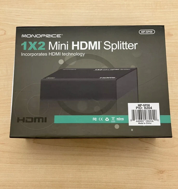 Monoprice 1X2 Mini HDMI Splitter MP-SP08 with 3D Video Support Brand New - Image 2 of 4