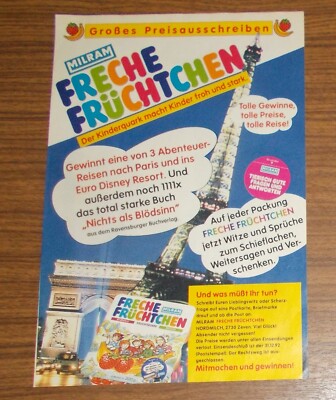 Rare Advertising MILRAM FRECHT FRUIT Fruit Curd Funny Sayings 1992