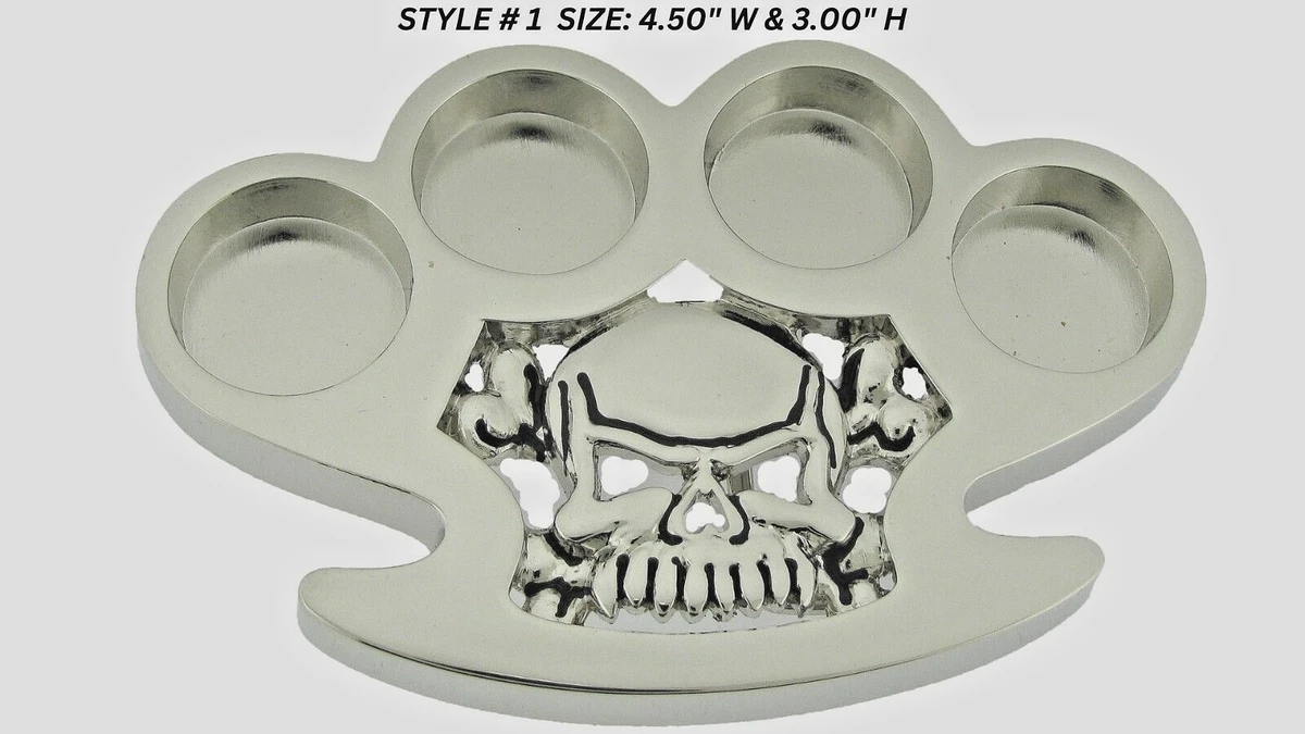 Brass Knuckle Belt Buckle Skull Crossbones Knuckleduster Halloween