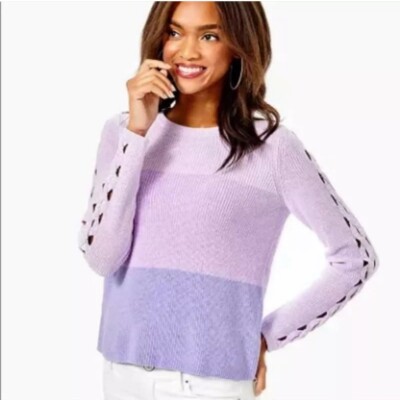 LILLY PULITZER Cortina Sweater Periwinkle Purple Marled Ombre Cut Outs Size Med