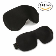 Whalek Natural Silk 3D Contoured Eye Mask Super Soft Sleep Eye shade Pack of 2