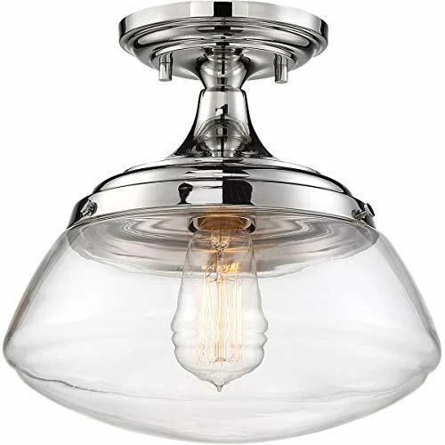 Kew 1 Light Semi Flush - Polished Nickel Finish - 120V - SATCO-60-6798 - Picture 1 of 1