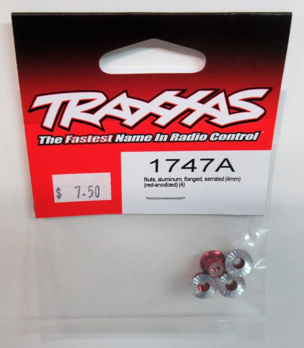 のるじゃ　 Traxxas Aluminum, Flanged & Serrated 4mm Nylon Locking Nuts (Red