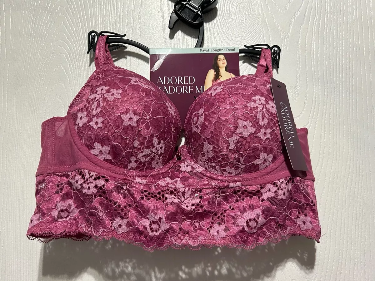 Adored by Adore Me Women's Payal Longline Demi Floral Lace Bra Size 38C NEW