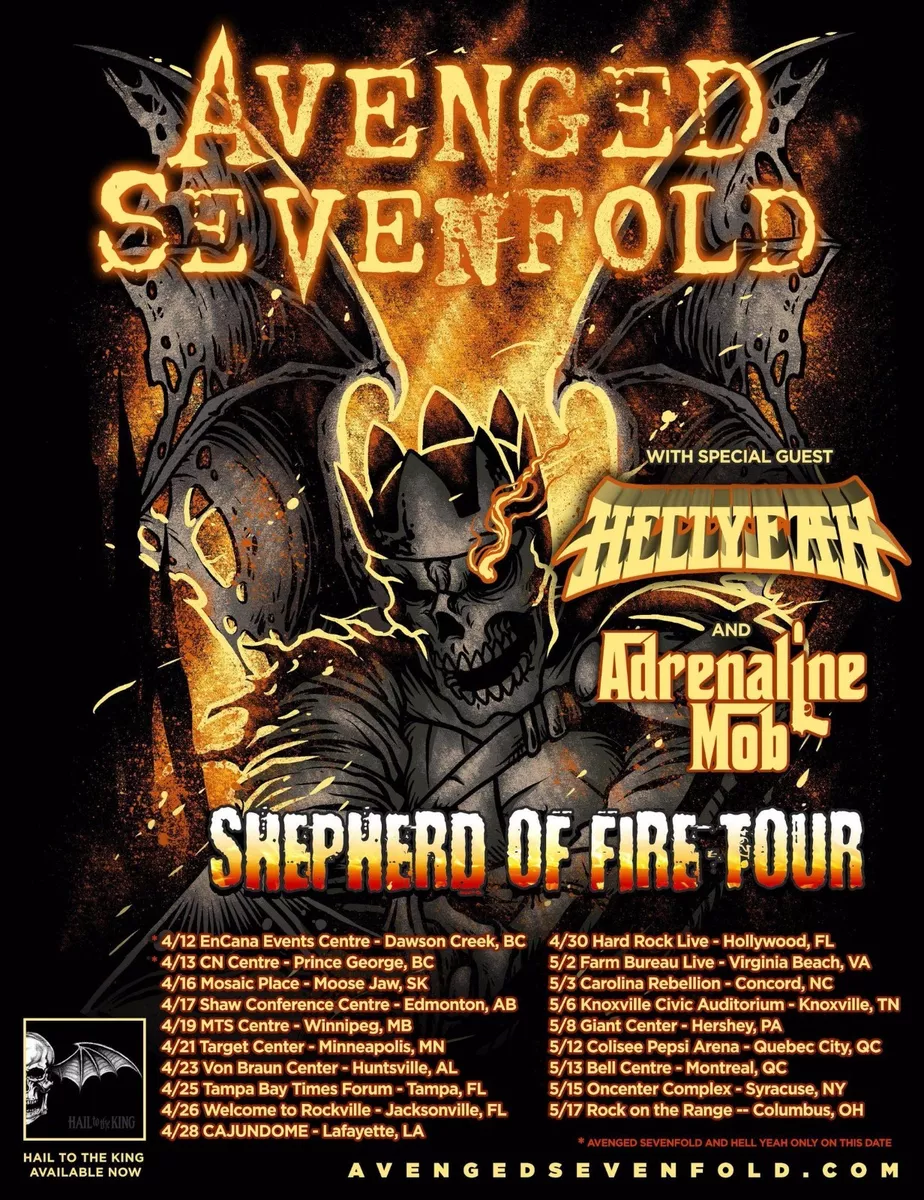 AVENGED SEVENFOLD SHEPHERD OF FIRE TOUR 2013 NORTH AMERICAN CONCERT POSTER