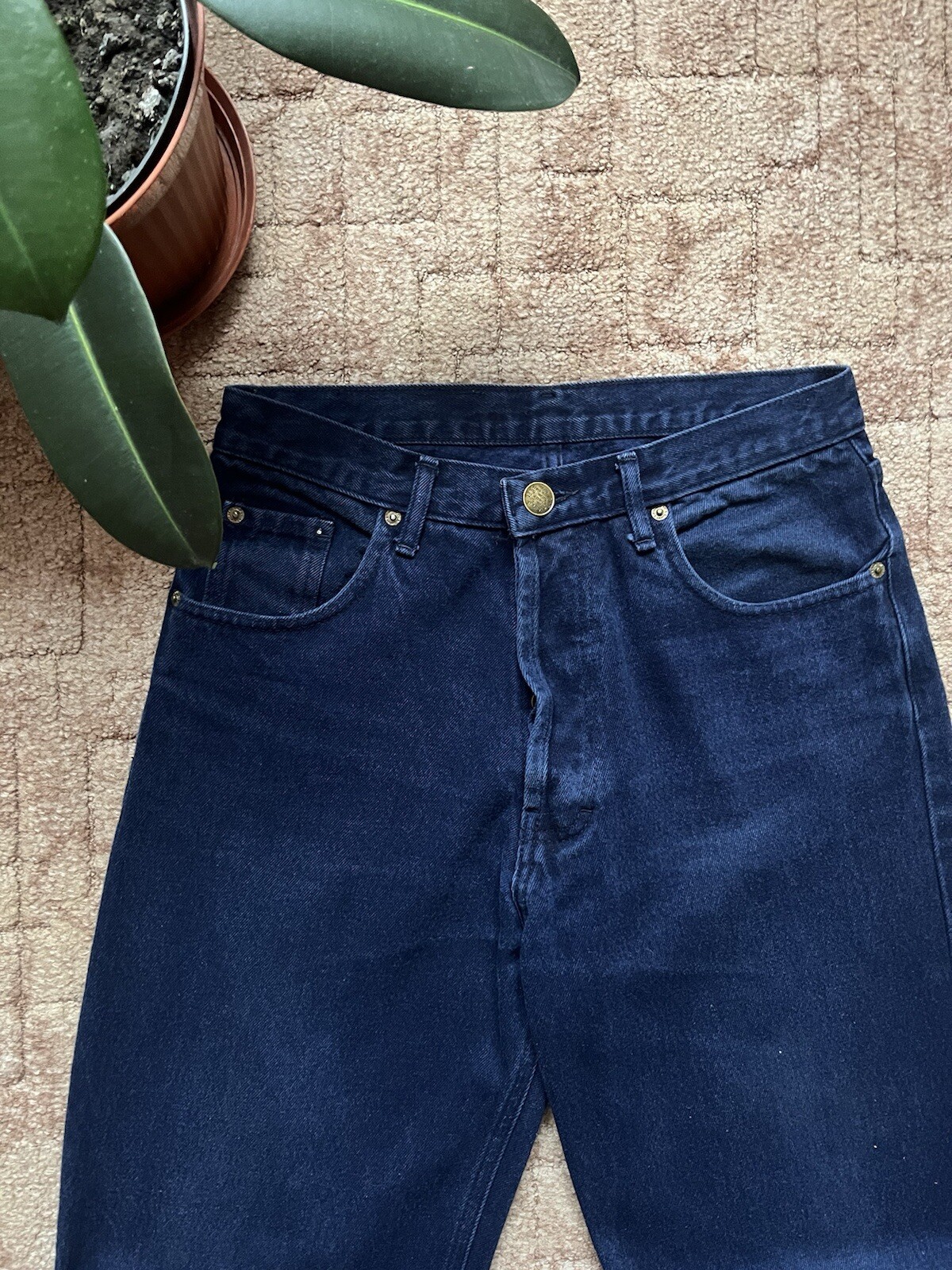 Jeans vintage Yves Saint Laurent YSL denim logo metallo anni 90 taglia 32