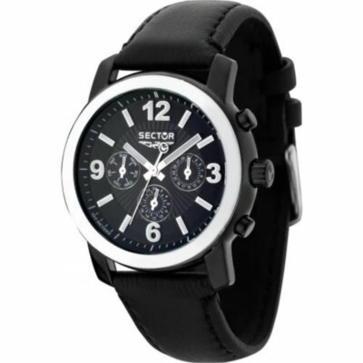 HERRENUHR SECTOR 500 MULTIFUNKTION TAG DATUM CERAMIC LEDERARMBAND SCHWARZ