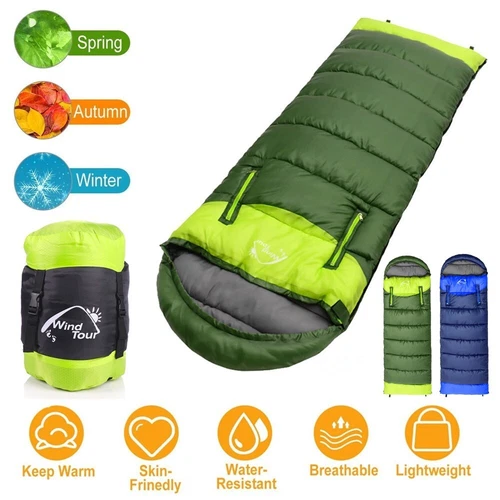 Camping Schlafsack Mumien Schlafsack Outdoor Winter Daunenschlafsack Feldbett DE - Bild 2 von 24