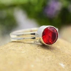 Charming Garnet 925 Sterling Silver Handmade Statement Jewelry Ring All Size