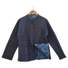 Printed Indian Kantha Quilted Reversible Block Print 100 Cotton Jacket 3XL Size