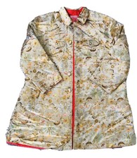 Miss China Bonnie Tchein Designer Gold Embroidered 100% Silk Coat 38 10 12 M