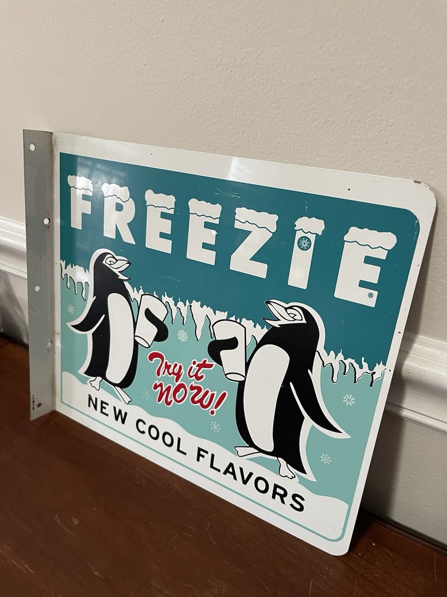 Freezie Try It Now Cool New Flavors Flange Sign Double Sided
