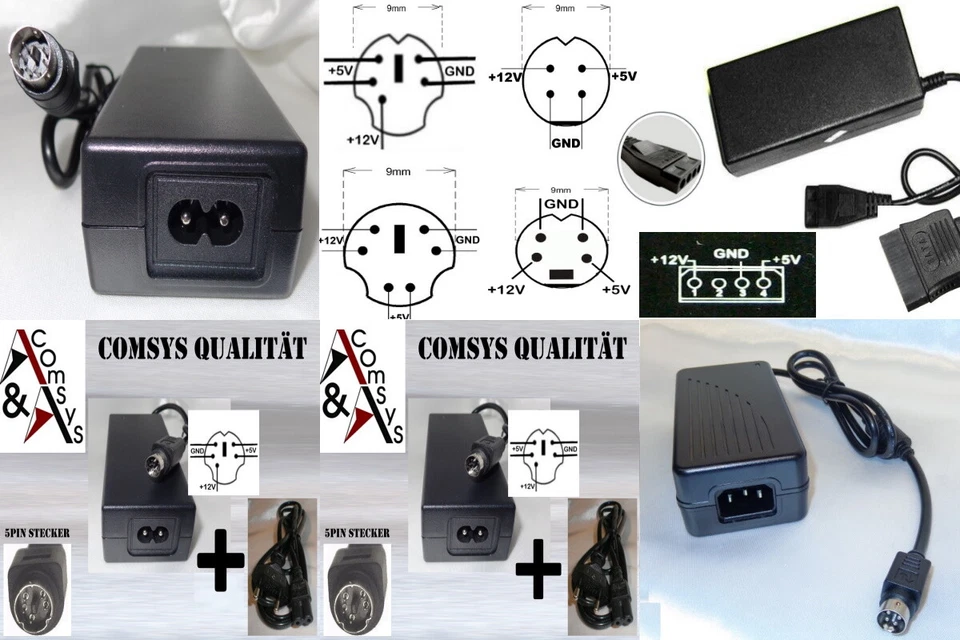 12V 5V Netzteil Adapter Externe Festplatte Harddisk DVD Gehäuse 4Pin 5Pin 6Pin