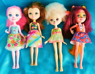 Lot of 4 - ENCHANTIMALS 6'' Dolls Felicity Fox Merit Monkey Lorna Lamb Bree Bunny