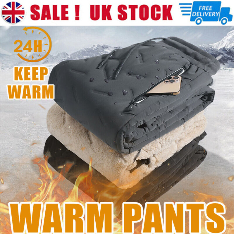 SAOLA Pantaloni termici da uomo foderati in pile impermeabili jogger atletici pantaloni caldi invernali