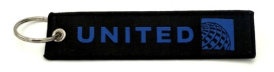 United Airlines Flight Crew Pilot Keychain Luggage Tag NEW! BLACK