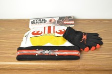 Star Wars Beanie Hat White Red Insulated Winter Knit Cap Unisex One Size Gloves