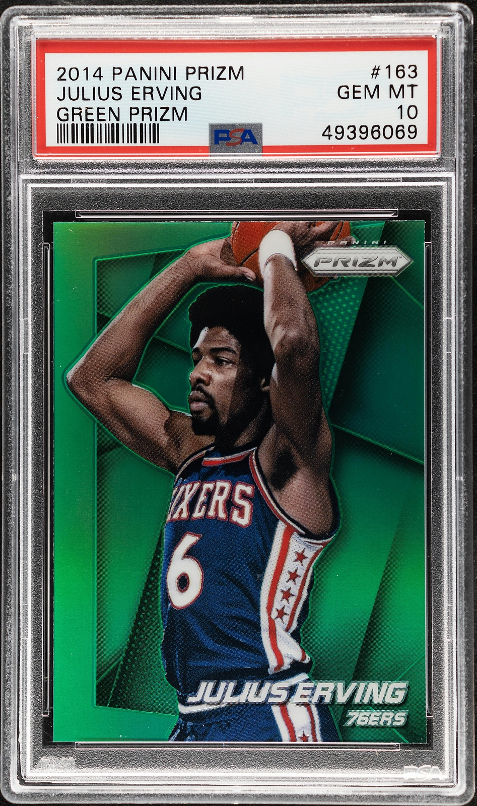 2014 Panini Prizm Julius Erving Green Prizm #163 PSA 10