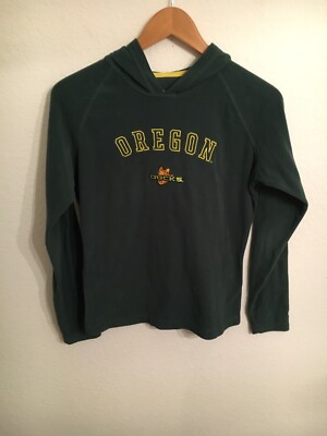 Oregon Ducks Columbia Fleece Pullover With Hood Green Medium Long  Sleeves