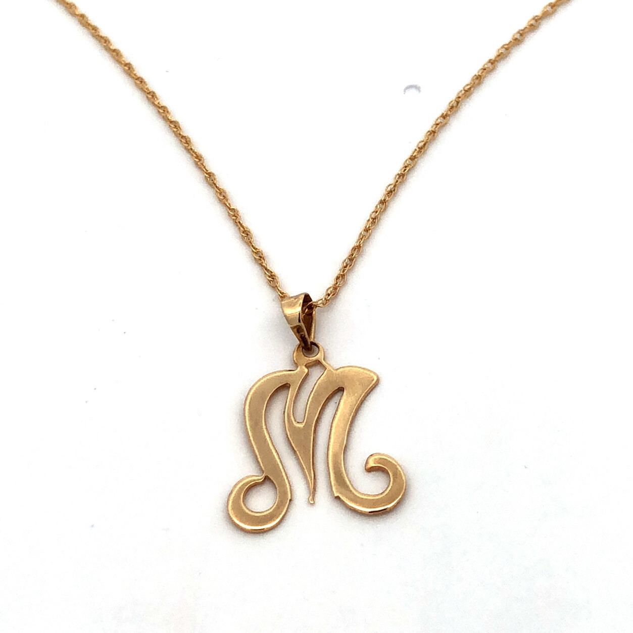 Designer 14K Yellow Gold Script M Initial Monogra… - image 1