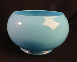 1880's Blue Bristol Fishbowl Form Kerosene Oil Gas Early Electric 5" Lip Shade