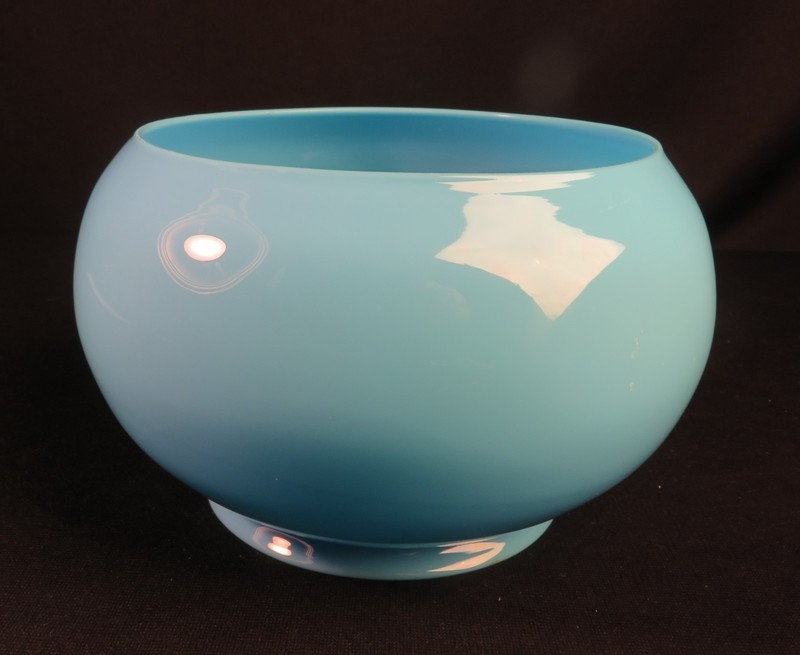 1880's Blue Bristol Fishbowl Form Kerosene Oil Gas Early Electric 5" Lip Shade