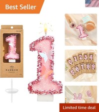 Number 1 Pink Butterfly Birthday Candles, Butterfly Themed Number Candles, Ca...