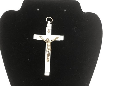 Vintage Cross Pendant LARGE Italy Crucifix Christ INRI