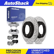 Front Drilled Slotted Brake Rotor Premium Ceramic Pad Caliper for Toyota Sequoia