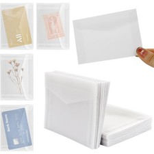 50Pcs White Flat Self-Seal Medium Glassine Paper Cello Bags,3.9 x 2.7 Inches