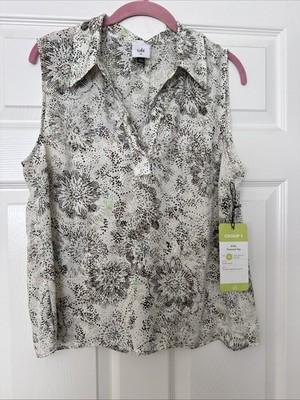 Cabi New NWT Firework Top #6734 olive cream brown Size Medium Was $89
