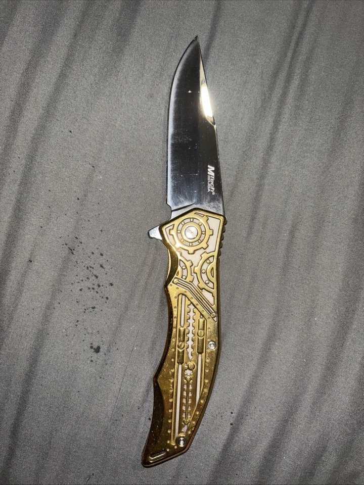 M-Tech USA Gold Engraved Folding Knife - Image 3 of 4