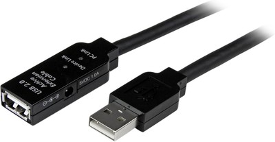 StarTech.com 20m USB 2.0 Active Extension Cable - M/F - 65.6 ft, Black 