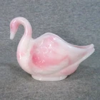 Vtg Fenton Rosalene Slag Glass Swan Trinket Dish Pink White Sugar Salt Cellar