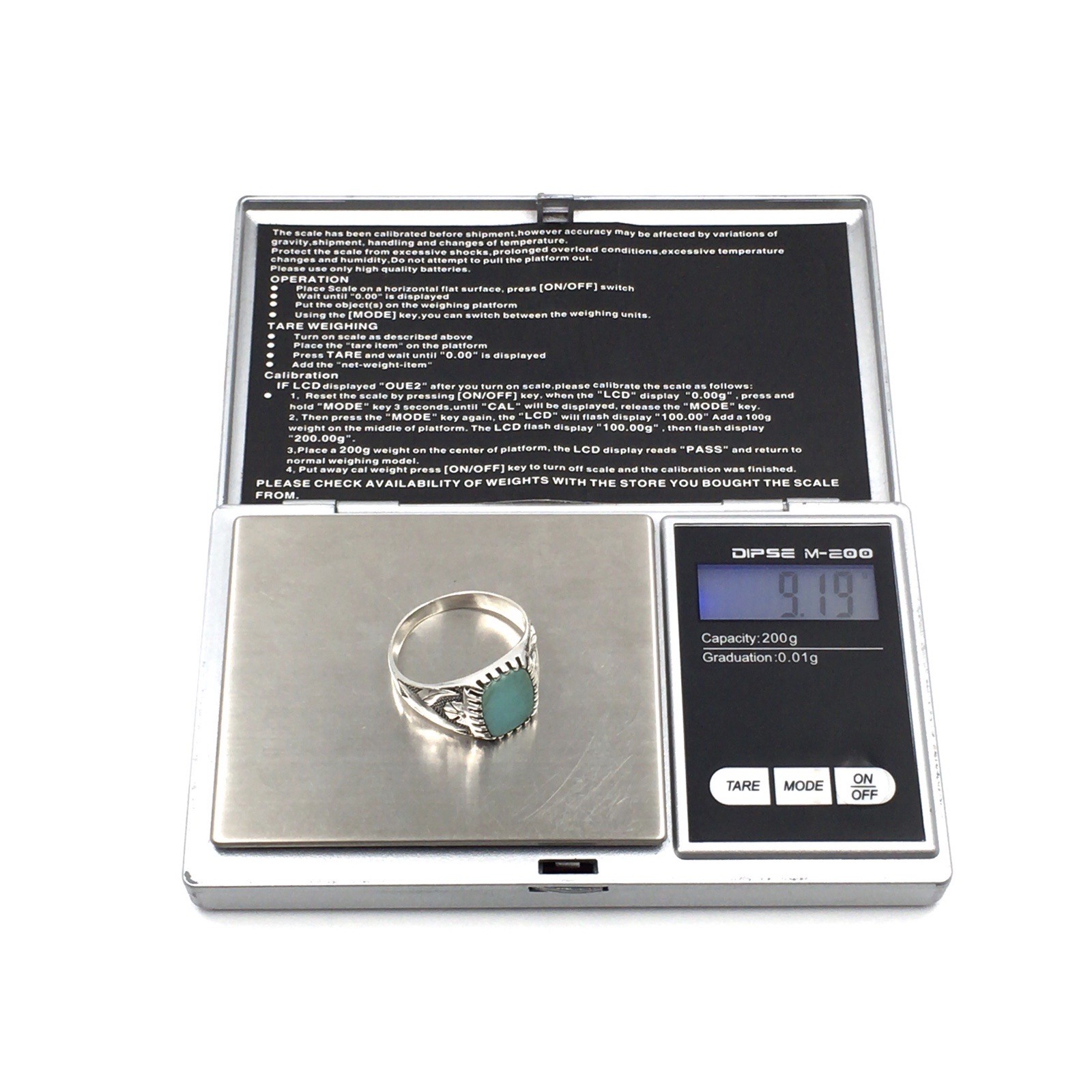 Solid 925 Silver Ring Turquoise Smooth Plate Band… - image 10