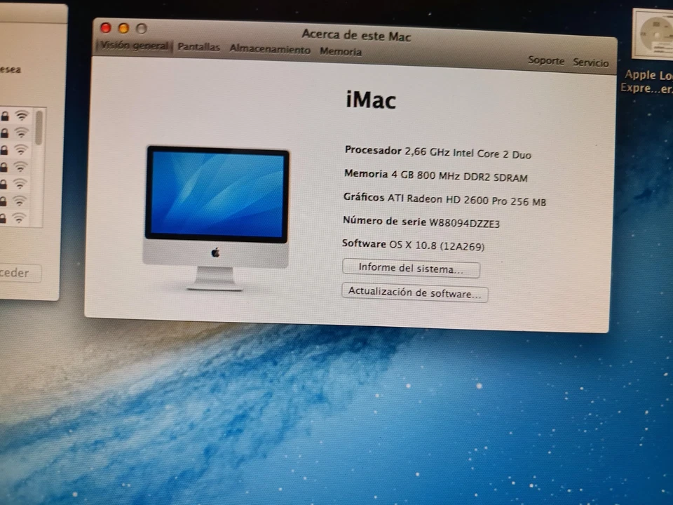 Apple iMac 20″ 2008 Intel Core 2 Duo 2.66GHz 4GB 320GB DVD RW WIFI BLUET OS 10.8 - Imagen 3 de 4