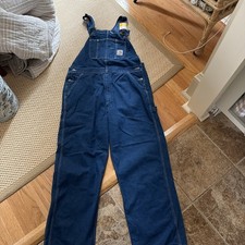 Carhartt R07 DST Washed Denim Bib Overalls Dark Stonewash Blue 38x28 NWT