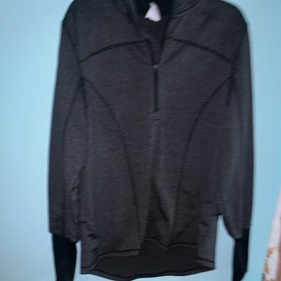 Athletic Works Women's Gray Herringbone Track Jacket 1/2 Zip L/G (12-14)