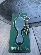 Glitz Glam Christmas Green Rhinestone Hair Brush with Keychain Charm
