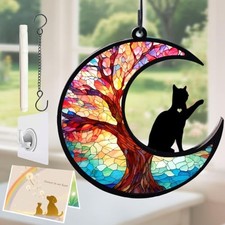 Dog Cat Memorial Suncatcher with Rainbow Bridge Poem Card, Pet Sympathy Gifts