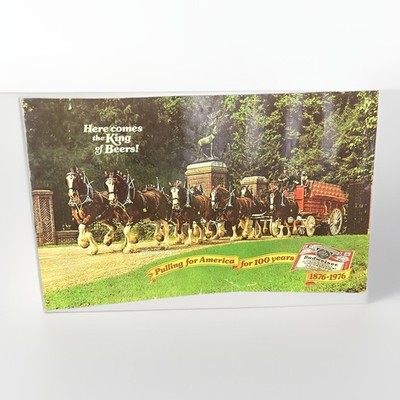 1976 vintage Budweiser Poster print ad. Here Comes The King Of Beers! 20 x12 