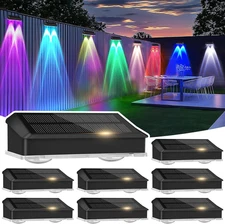8 Pack Solar Fence Lights Outdoor Waterproof Color Changing 100 Lumen Ultra Brig