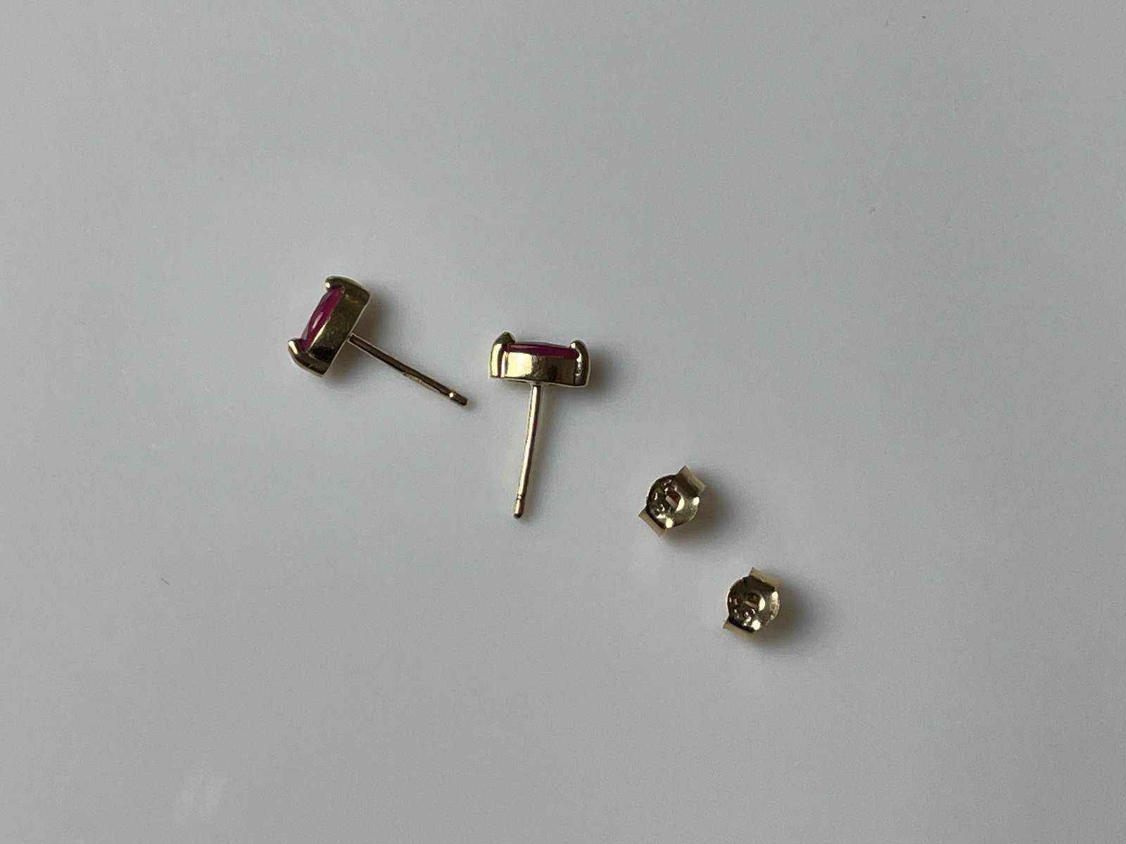 Ruby Earrings 9ct Gold Marquise cut Ruby Stud Ear… - image 11