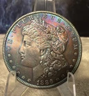 *1886 P MORGAN DOLLAR GEM BU PROOF LIKE MONSTER RAINBOW TONED #2768