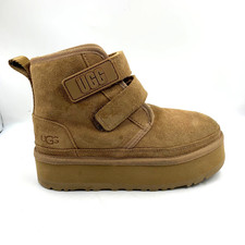 UGG Neumel Platform Winter Boots Kids Size 2 Brown Suede Hook  Loop 1130776K