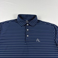 Rhoback Shirt Mens Medium Blue Striped Golf Polo Stretch Performance Wicking
