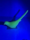 Fenton Uranium Glass Bird of Happiness Satin Custard Long Tail Figurine UV Glow