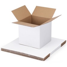 Shipping Boxes 6x6x6 Set of 6, White Corrugated Cardboard Box for Mailing Busine