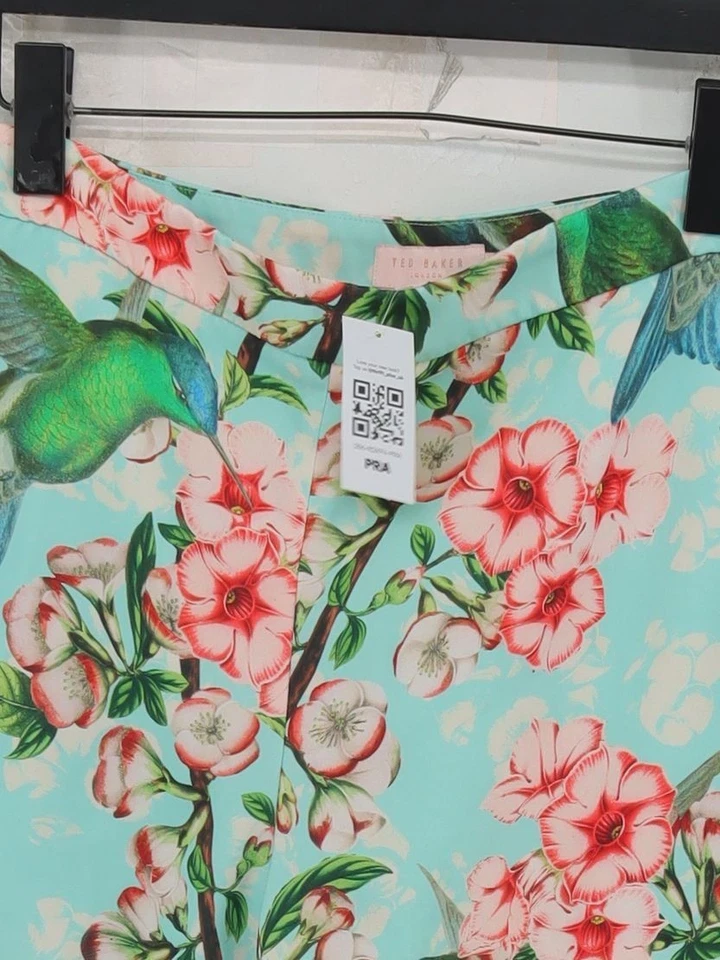 Ted Baker Women's Shorts UK 10 Blue Floral 100% Polyester Mom - Image 3 of 4